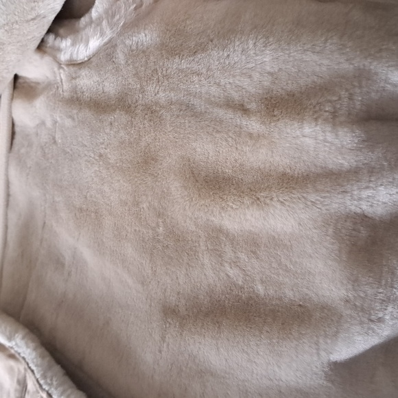 VTG JONES NEW YORK leather suede sherpa lined heavy winter coat tan beige L-XL - Picture 9 of 11